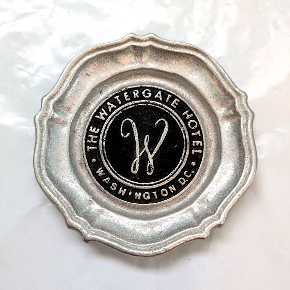 Vintage Watergate Hotel Washington DC Ashtray Pewter Metal 70s Collectible Rare